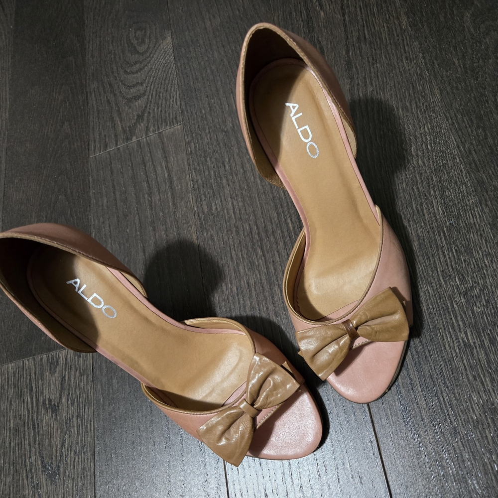 ALDO Women's Pink And Brown Size 8 Peep-Toe Heels